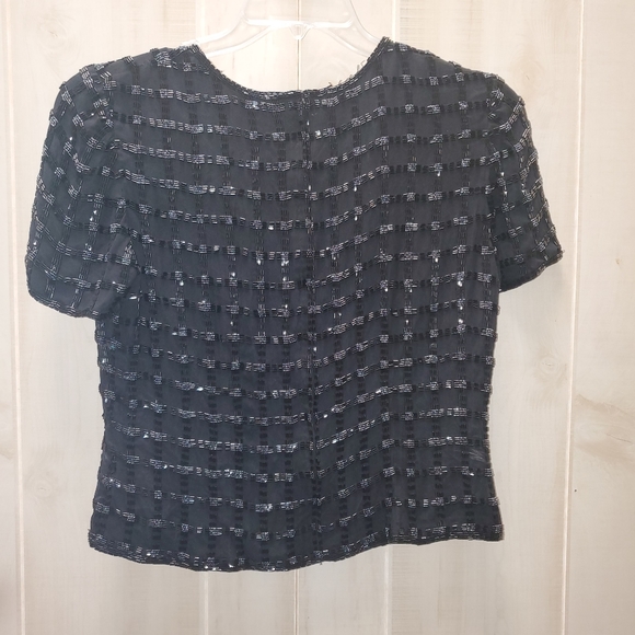 Y2K Vintage Top in Fully Beaded Plaid Pattern by Talbots Size Small - Picture 8 of 16
